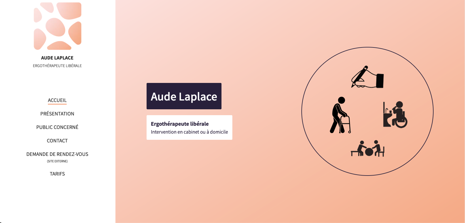 Page d'accueil du site de Aude Laplace - Ergothérapeute libérale
